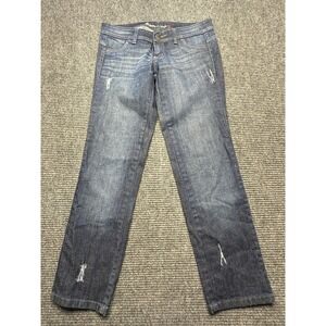 Octanos Jeans Womens 40 Blue Mid Rise Straight Leg‎ Distressed 100% Cotton Denim